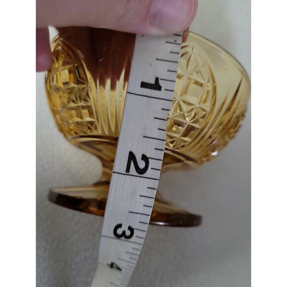 Lot 2 Vintage Amber Depression Glass Footed Custard Desert Bowls Cups Brown - Picture 7 of 7